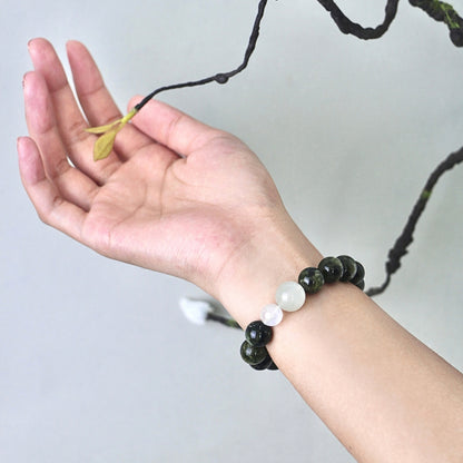 Mistbound Ridge - Cat's Eye Tourmaline, Moonstone & Tiger's Eye Bracelet