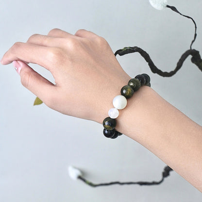Mistbound Ridge - Cat's Eye Tourmaline, Moonstone & Tiger's Eye Bracelet
