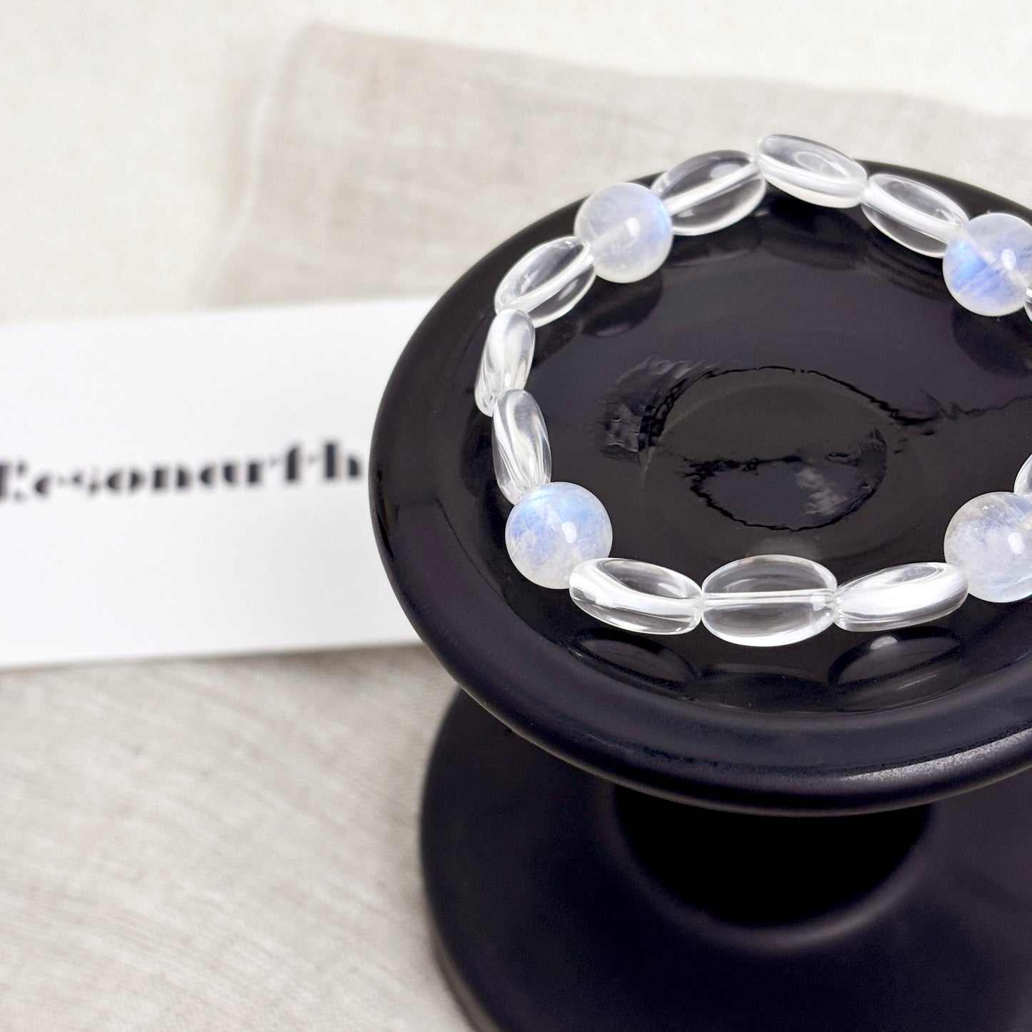 Moon Veil - White Moonstone & Clear Quartz Bracelet