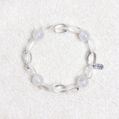 Moon Veil - White Moonstone & Clear Quartz Bracelet