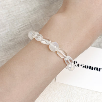 Moon Veil - White Moonstone & Clear Quartz Bracelet