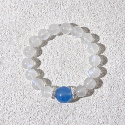 Moon & Tide - Moonstone × Aquamarine × 925 Silver Bracelet