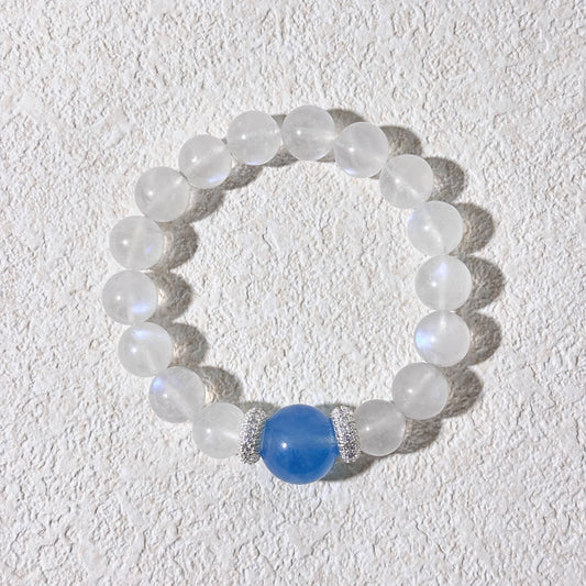 Moon & Tide - Moonstone × Aquamarine × 925 Silver Bracelet