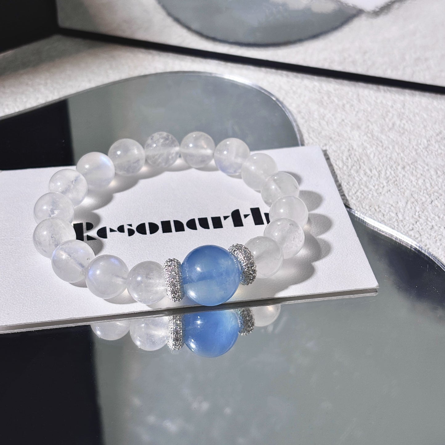 Moon & Tide - Moonstone × Aquamarine × 925 Silver Bracelet