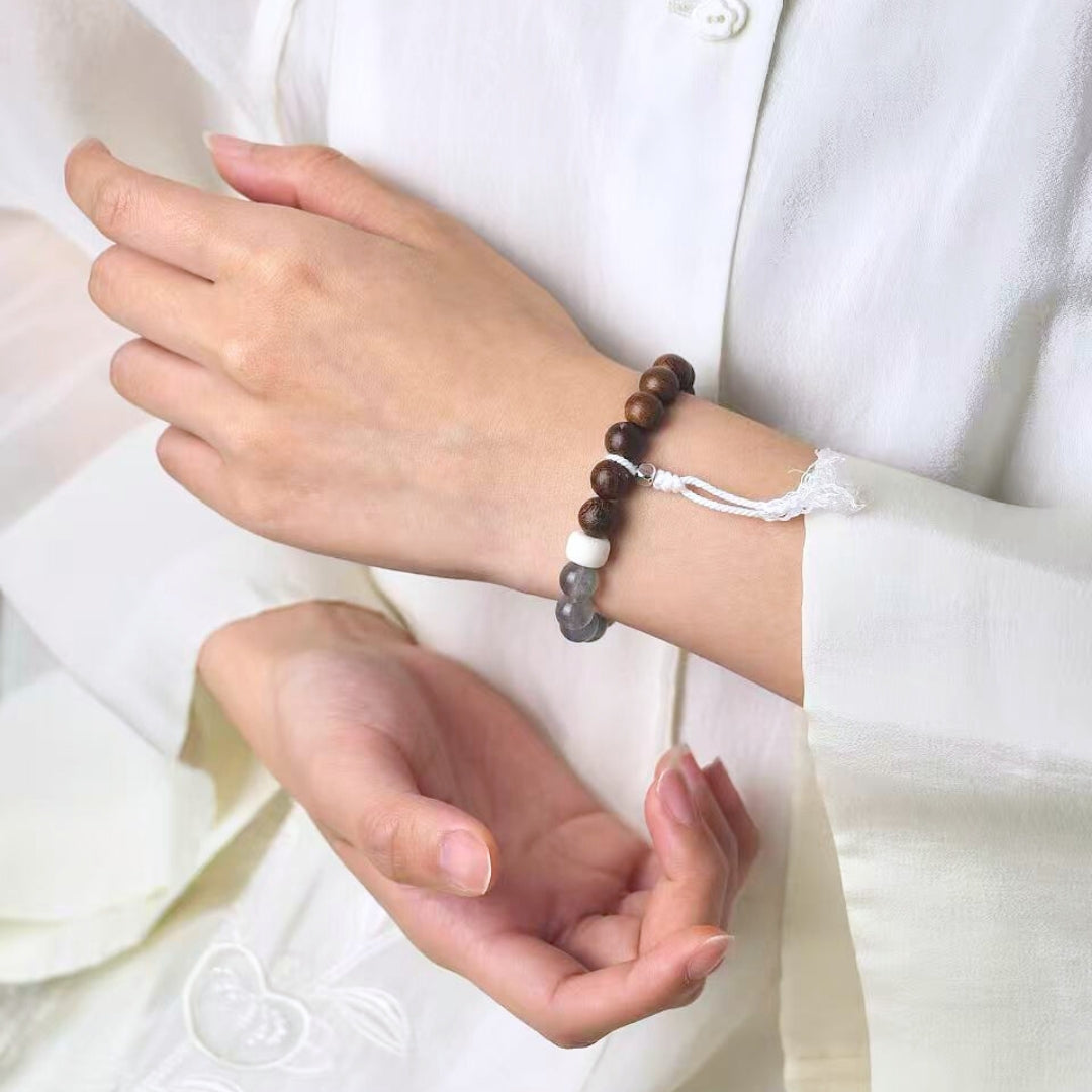 Moonwind Reverie - Labradorite, Sandalwood & Camel Bone Bracelet