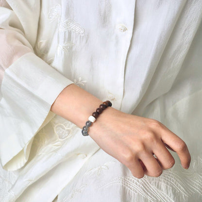 Moonwind Reverie - Labradorite, Sandalwood & Camel Bone Bracelet