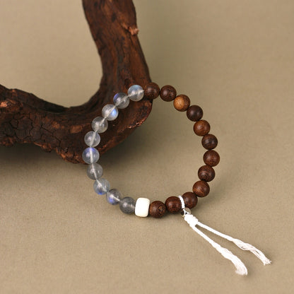 Moonwind Reverie - Labradorite, Sandalwood & Camel Bone Bracelet