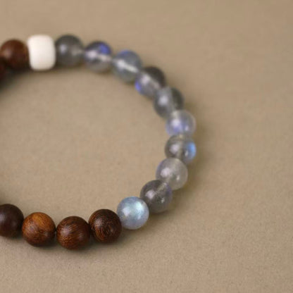 Moonwind Reverie - Labradorite, Sandalwood & Camel Bone Bracelet