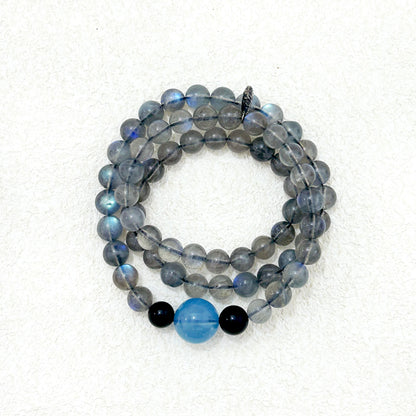 Ocean of Starlight – Labradorite, Aquamarine & Black Tourmaline Bracelet