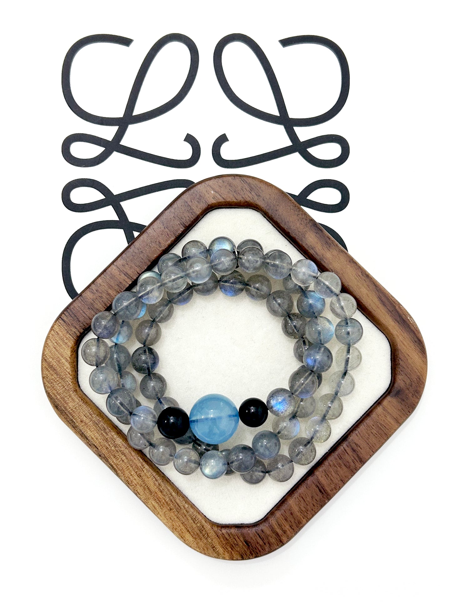 Ocean of Starlight – Labradorite, Aquamarine & Black Tourmaline Bracelet