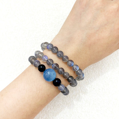 Ocean of Starlight – Labradorite, Aquamarine & Black Tourmaline Bracelet