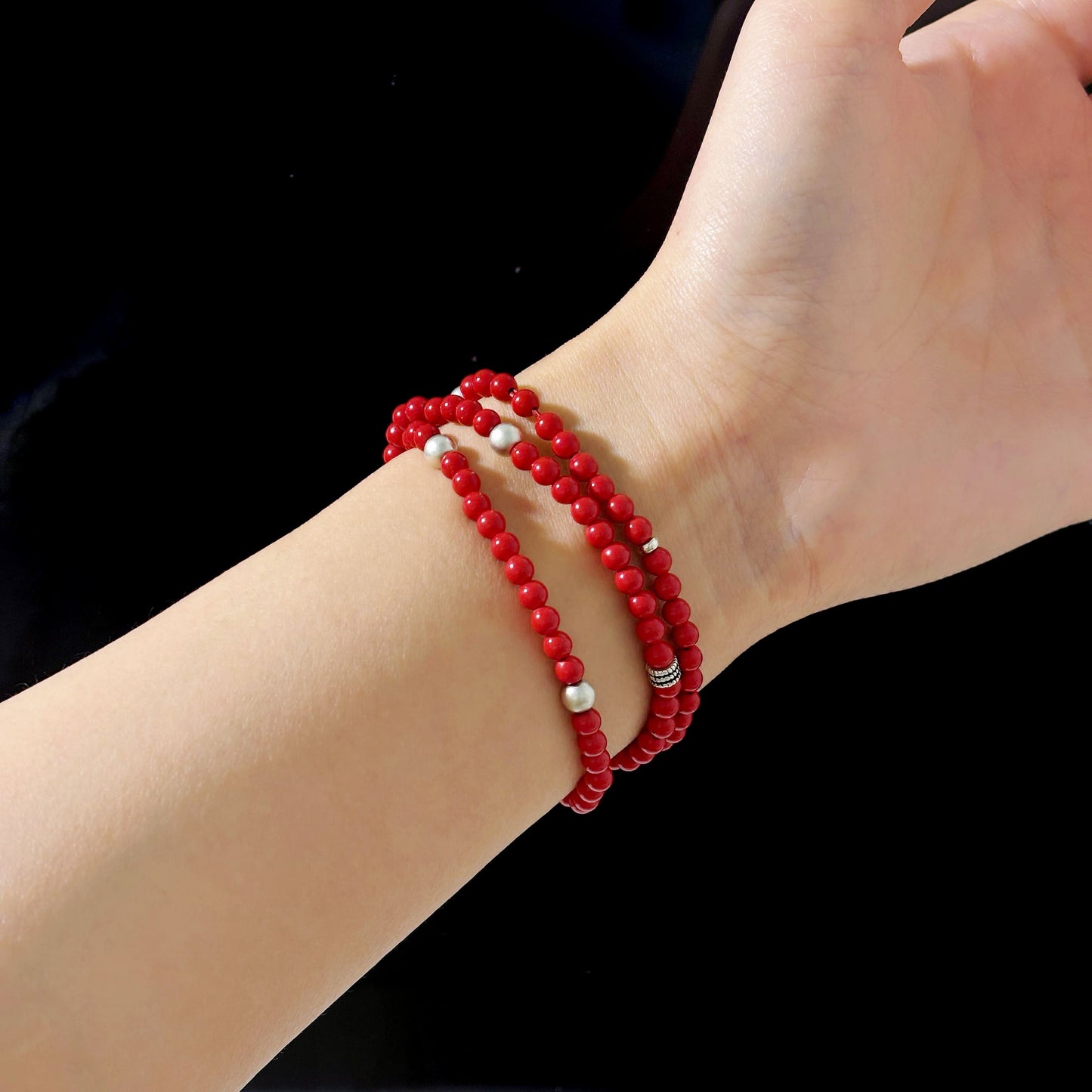 Peace Enters Spring - Cinnabar Silver Bracelet | Peace & Protection