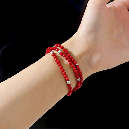 Peace Enters Spring - Cinnabar Silver Bracelet | Peace & Protection