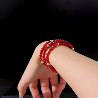 Peace Enters Spring - Cinnabar Silver Bracelet | Peace & Protection