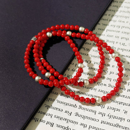 Peace Enters Spring - Cinnabar Silver Bracelet | Peace & Protection