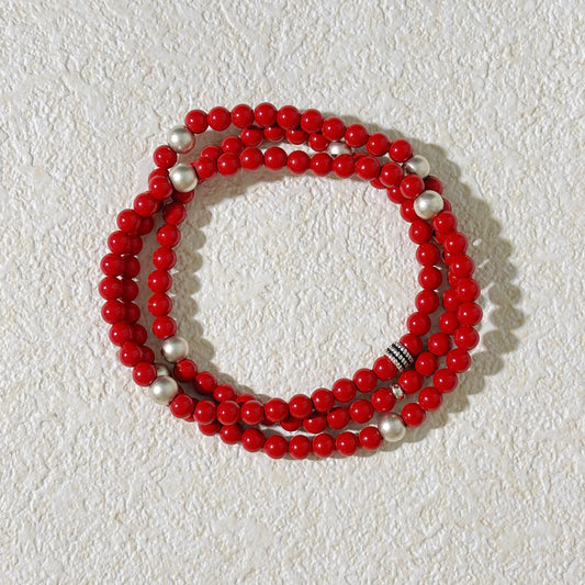Peace Enters Spring - Cinnabar Silver Bracelet | Peace & Protection