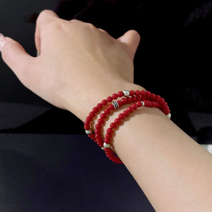 Peace Enters Spring - Cinnabar Silver Bracelet | Peace & Protection