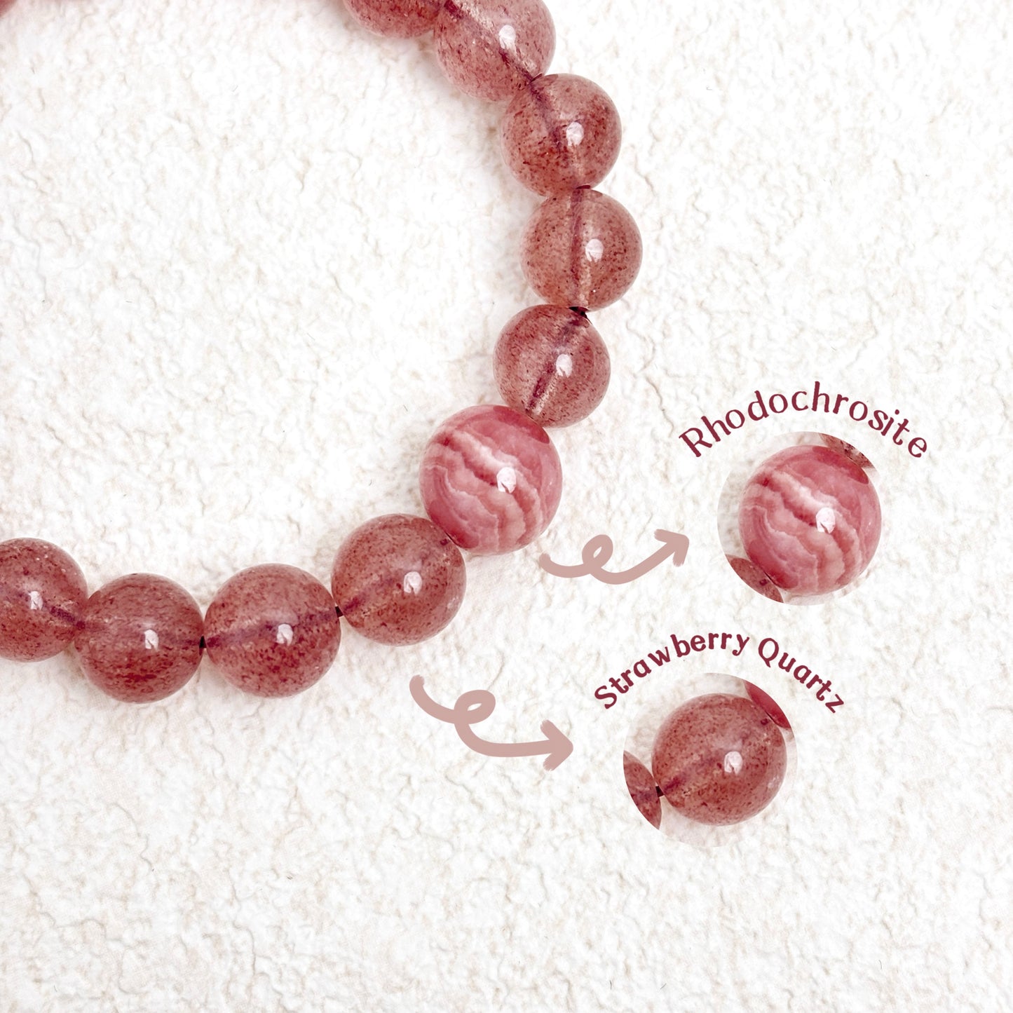 Petal of Spring - Strawberry Quartz & Rhodochrosite Bracelet