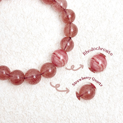 Petal of Spring - Strawberry Quartz & Rhodochrosite Bracelet
