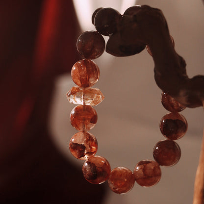 Rising in Red - Hematoid Quartz & Red Agate Bracelet