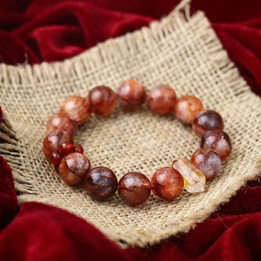 Rising in Red - Hematoid Quartz & Red Agate Bracelet