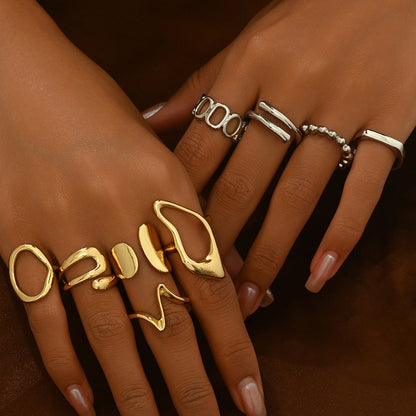 Sculpted Flow Adjustable Ring Set