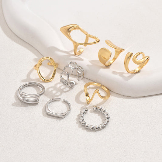 Sculpted Flow Adjustable Ring Set