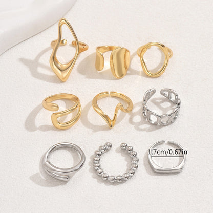 Sculpted Flow Adjustable Ring Set