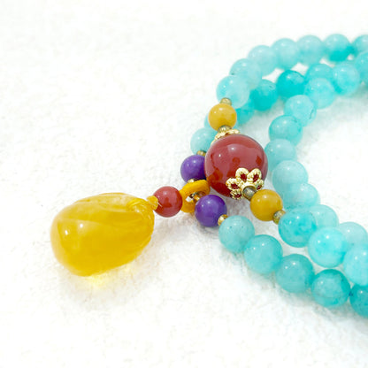 Sea After Rain – Amazonite, Red Agate, Amber & Lepidolite Bracelet
