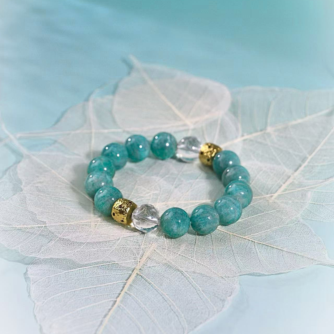 Skyline - Amazonite & Faceted Clear Quartz Beads Bracelet
