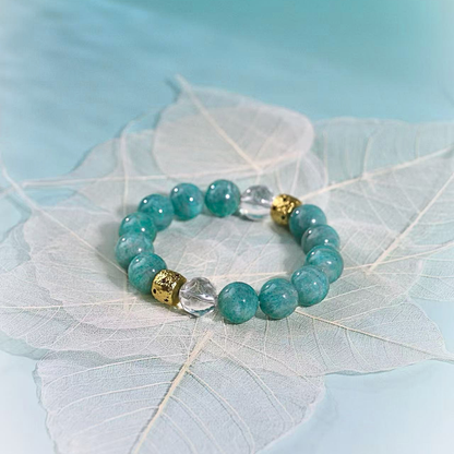 Skyline - Amazonite & Faceted Clear Quartz Beads Bracelet