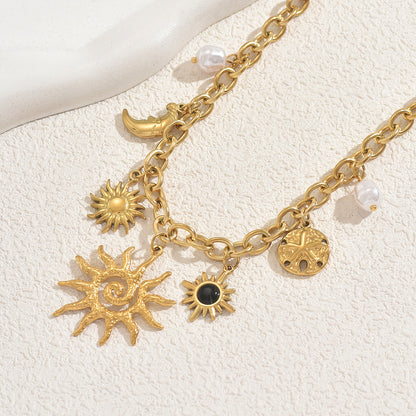 Solaris Charm – Radiant Sun & Moon Necklace