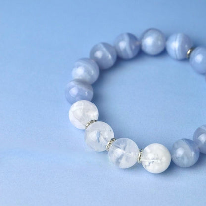 Spring - Blue Lace Agate & Snowflake Phantom Quartz Bracelet