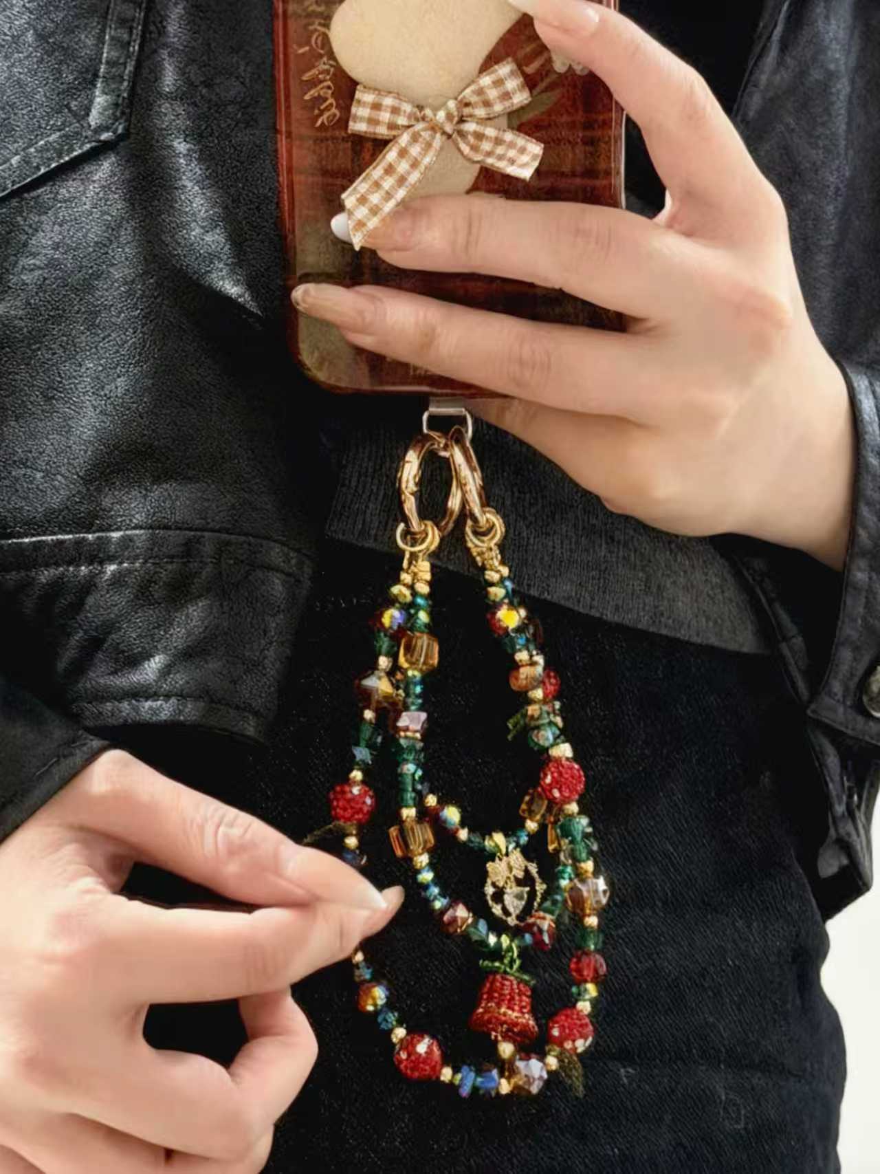The Christmas Trio – Handcrafted Crystal Beaded Phone and Bag Charm