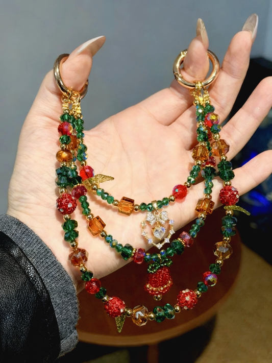 The Christmas Trio – Handcrafted Crystal Beaded Phone and Bag Charm