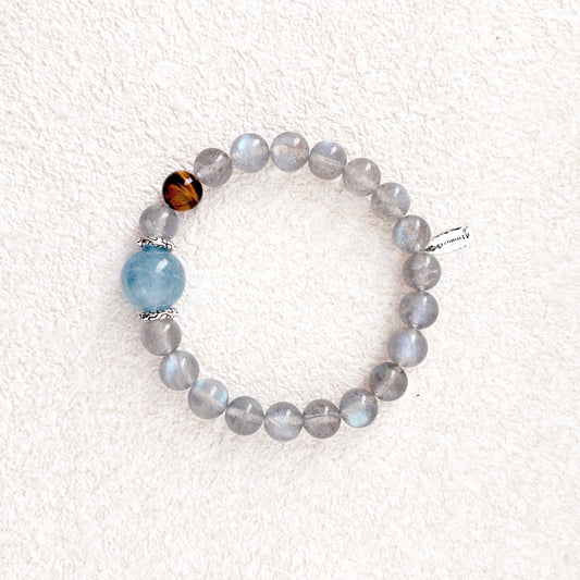 Tidal Glow – Labradorite, Aquamarine & Tiger's Eye Bracelet