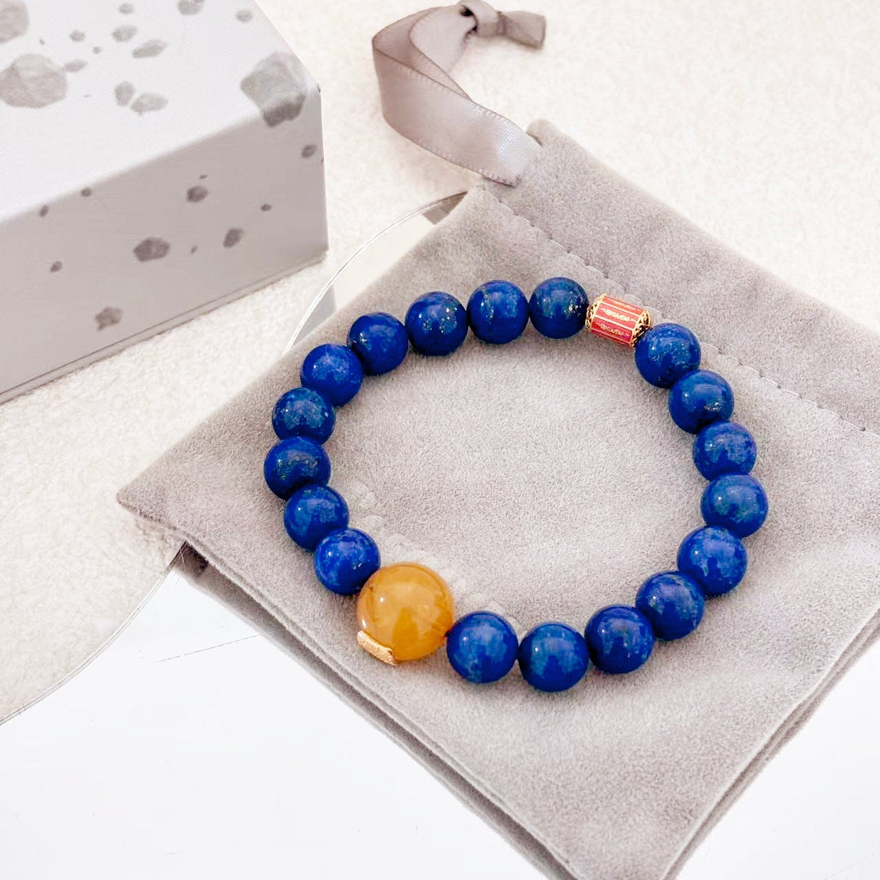 Tide Whisper – Lapis Lazuli & Amber Bracelet
