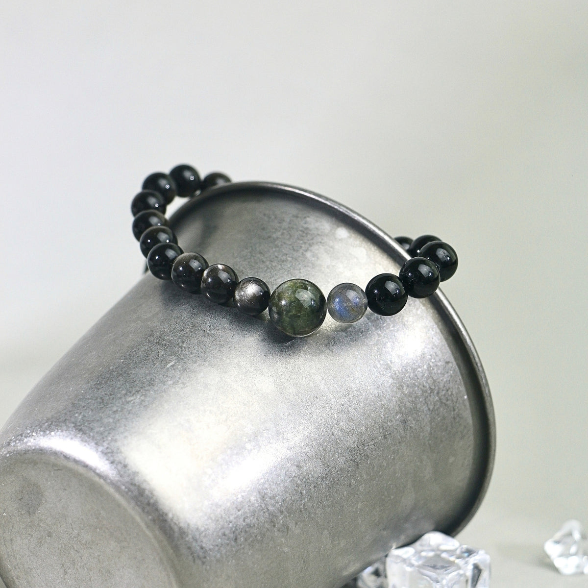 Twilight Surge - Cat's Eye Tourmaline, Labradorite, Silver Sheen Obsidian & Black Tourmaline Bracelet