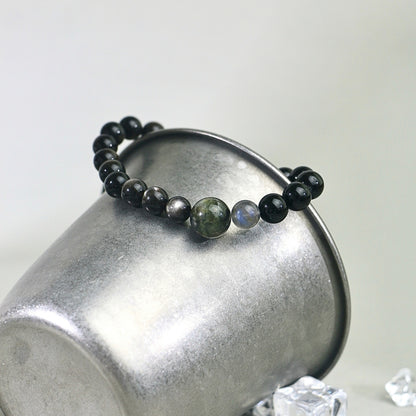 Twilight Surge - Cat's Eye Tourmaline, Labradorite, Silver Sheen Obsidian & Black Tourmaline Bracelet