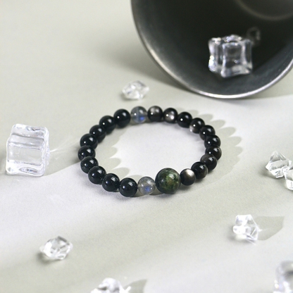 Twilight Surge - Cat's Eye Tourmaline, Labradorite, Silver Sheen Obsidian & Black Tourmaline Bracelet