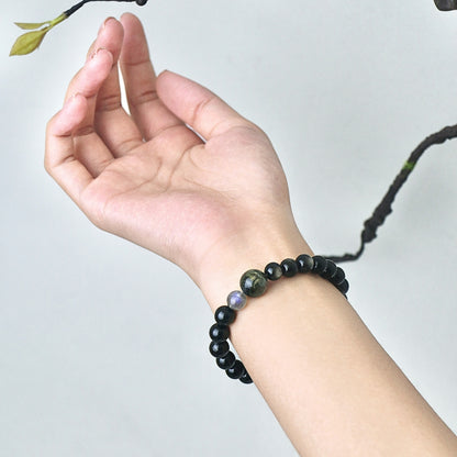 Twilight Surge - Cat's Eye Tourmaline, Labradorite, Silver Sheen Obsidian & Black Tourmaline Bracelet