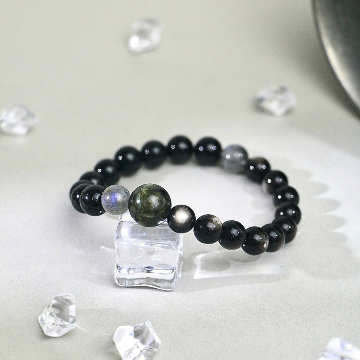 Twilight Surge - Cat's Eye Tourmaline, Labradorite, Silver Sheen Obsidian & Black Tourmaline Bracelet