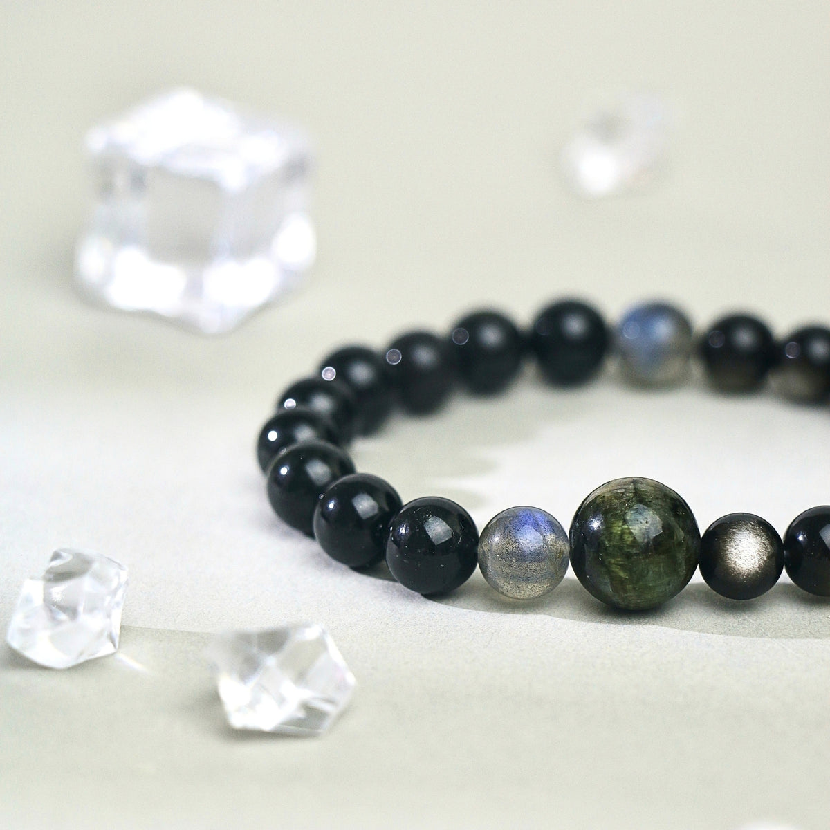 Twilight Surge - Cat's Eye Tourmaline, Labradorite, Silver Sheen Obsidian & Black Tourmaline Bracelet