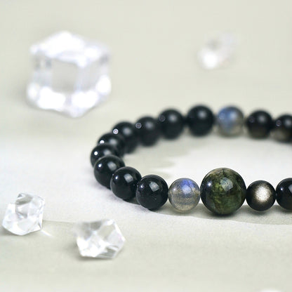 Twilight Surge - Cat's Eye Tourmaline, Labradorite, Silver Sheen Obsidian & Black Tourmaline Bracelet