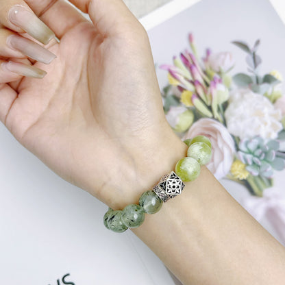 Verdant Veil - Serpentine jade & Prehnite Bracelet