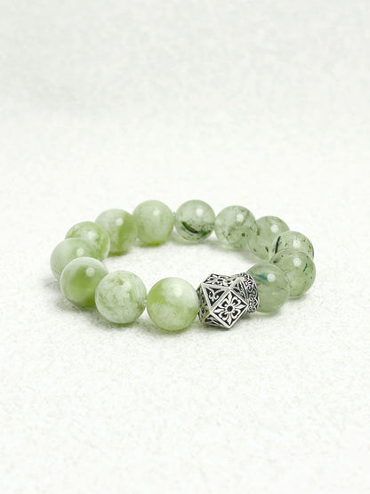 Verdant Veil - Serpentine jade & Prehnite Bracelet