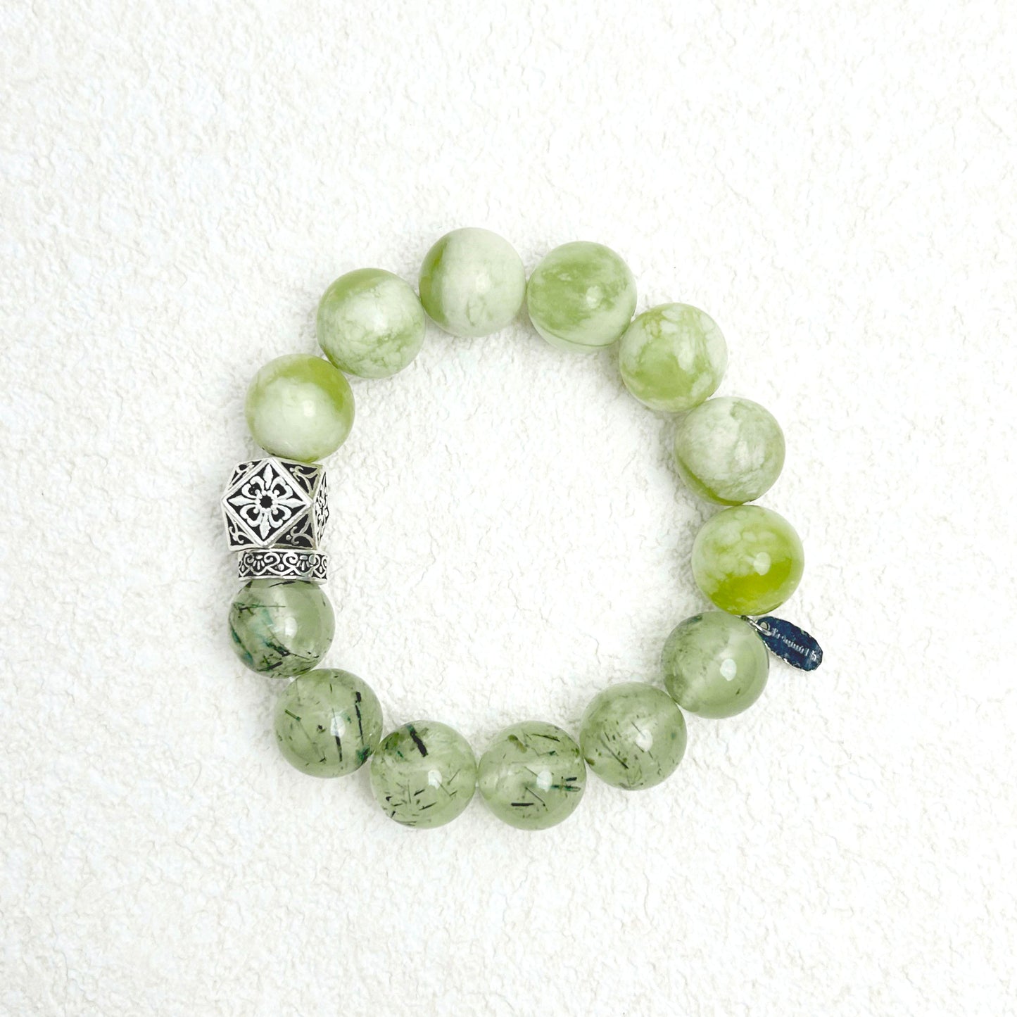 Verdant Veil - Serpentine jade & Prehnite Bracelet