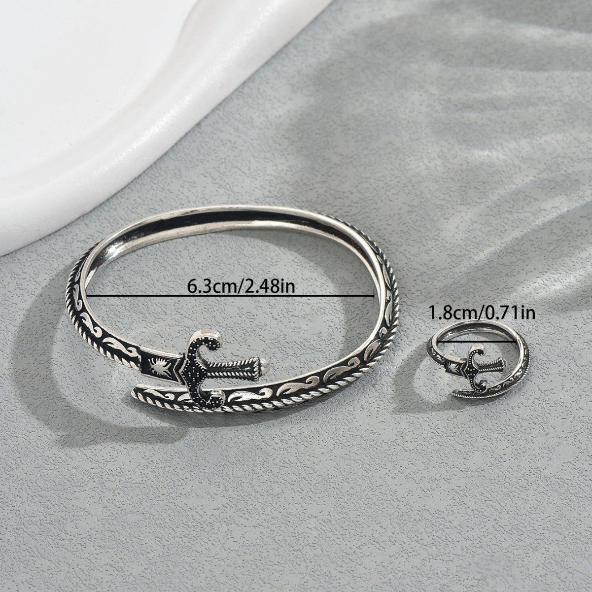 Vintage Anchor - Bracelet & Ring Set