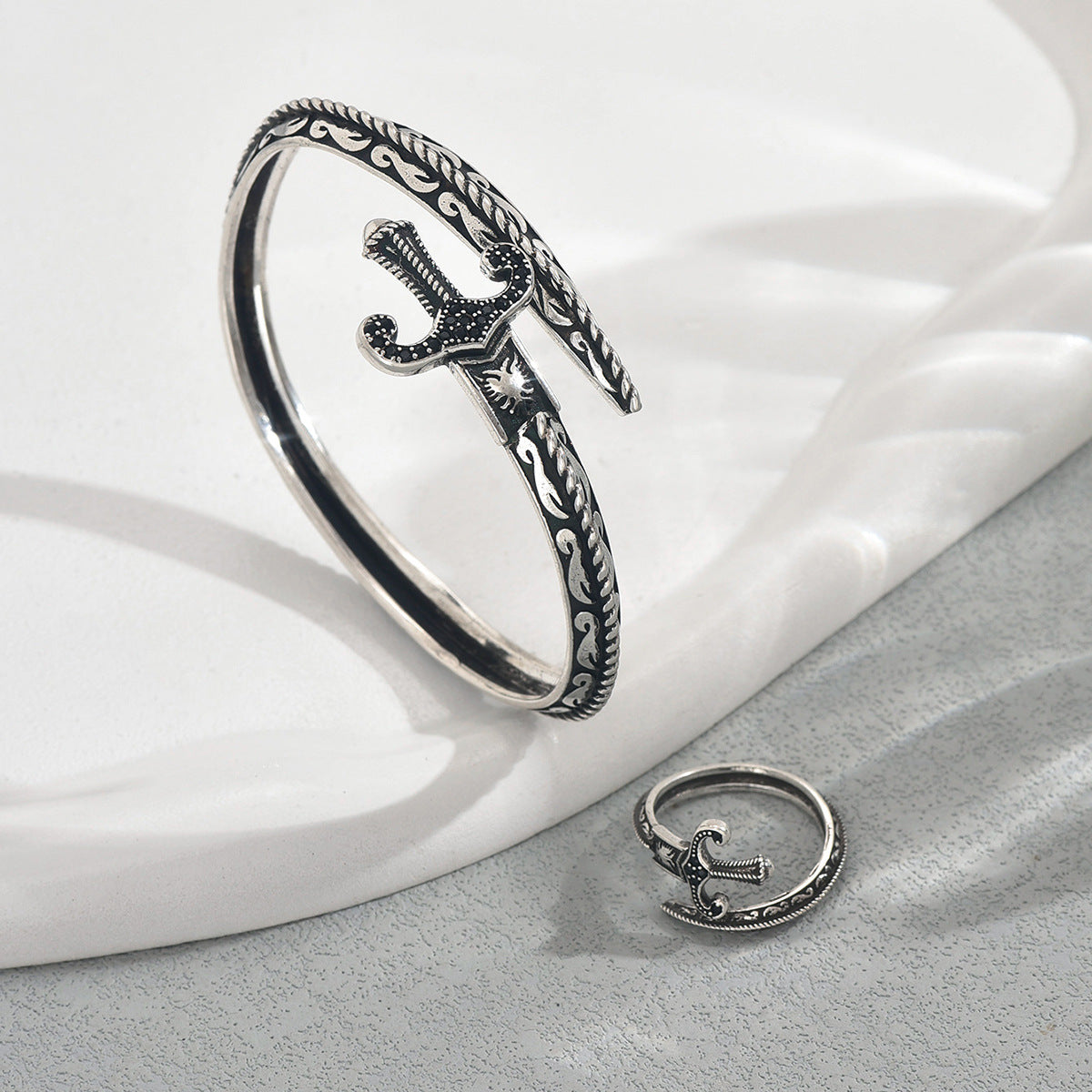 Vintage Anchor - Bracelet & Ring Set